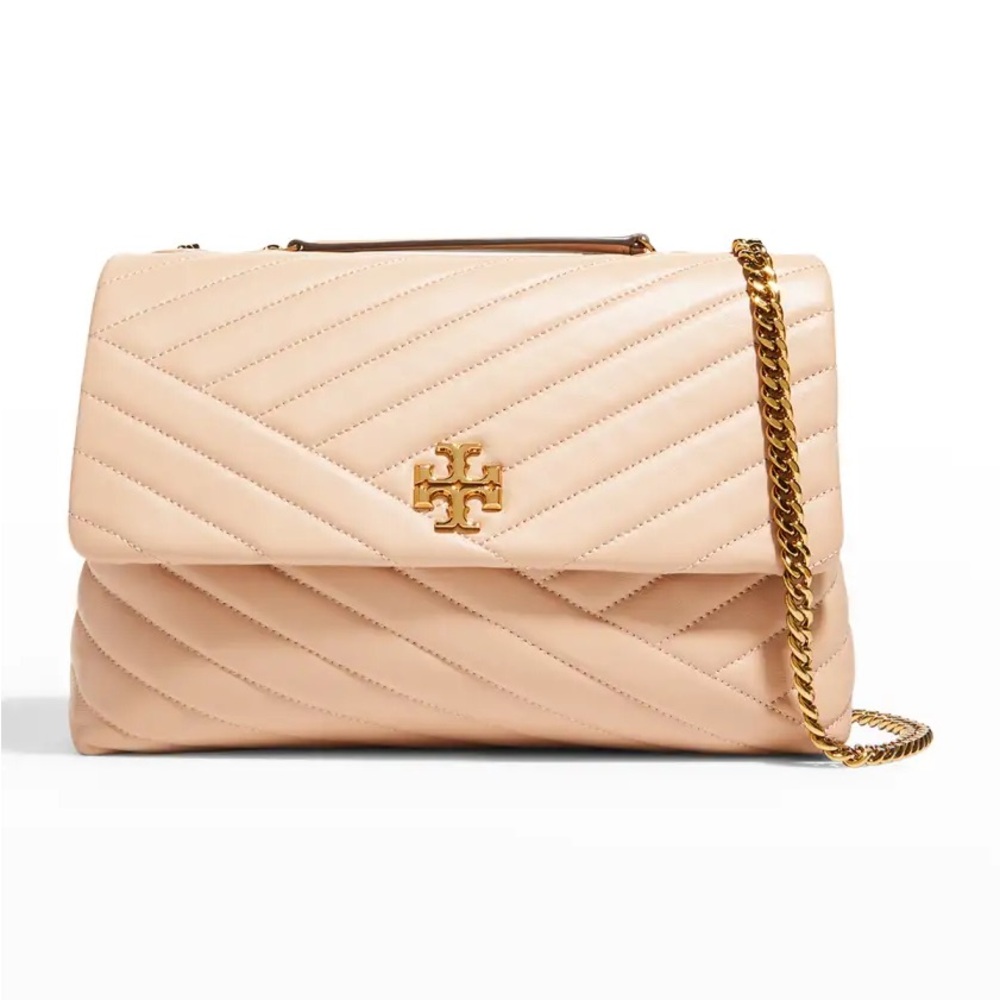 Tory Burch Kira Chevron Quilted Shoulder Bag Medium Devon Sand